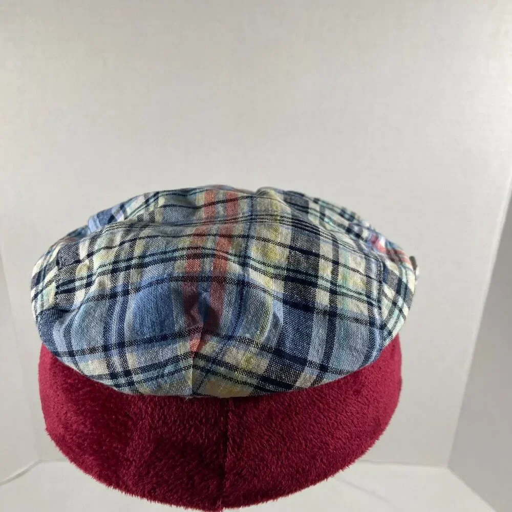 Janie And Jack Baby 6-12 Months Plaid Newsboy Cap Blue Linen Cotton Hat
